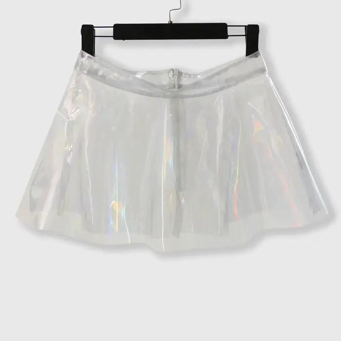 Mini-jupe évasée en PVC irisé pour femme
