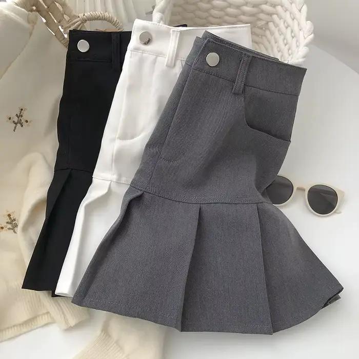 Jupe plissée vintage taille haute pour femmes, style collégial, mini jupe korean street, décontractée et polyvalente pour toutes les occasions