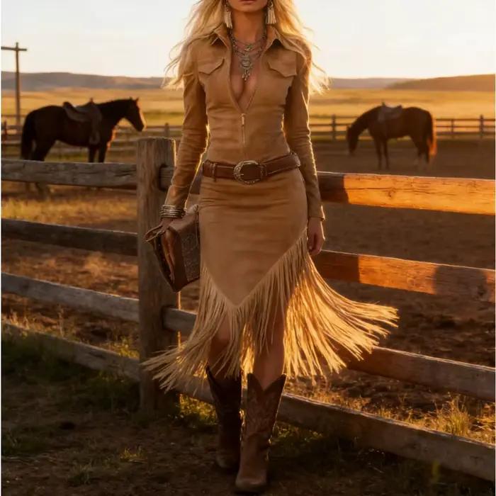 Robe à franges bohème pour femme