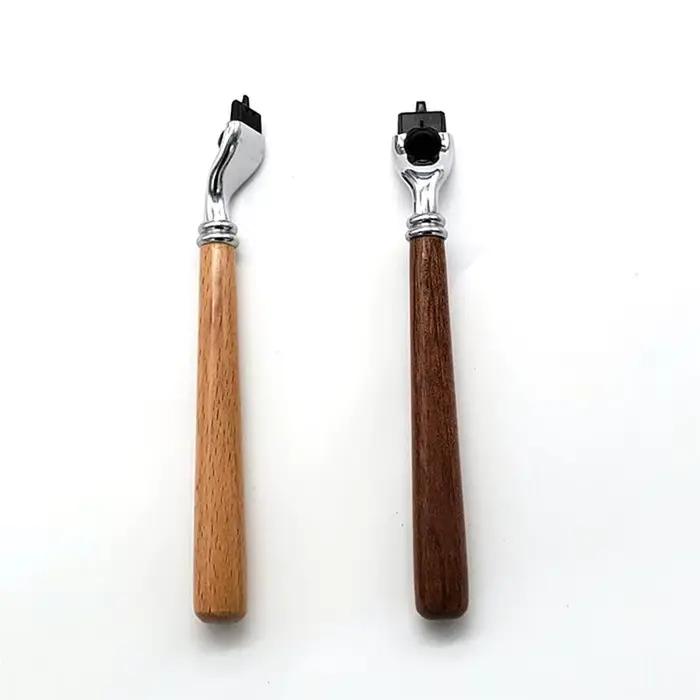 Poignées de rasoir manuelles à long manche en bois pour hommes pour lames de rasoir Mach 3, support de lame de rasoir remplaçable