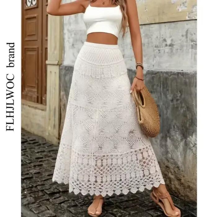 Jupes longues maxi style bohème ajourées pour filles Mori