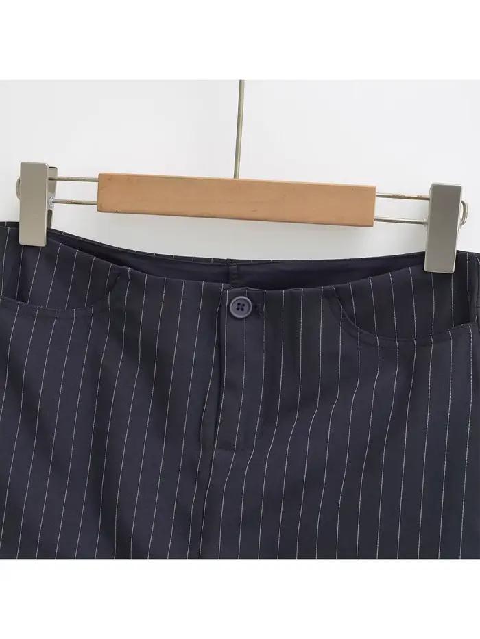 Jupe courte rayée bleu foncé pour femme, style vintage années 2000, taille basse, style Harajuku coréen Y2K Gyaru, jupe portefeuille, vêtements d'été 2026