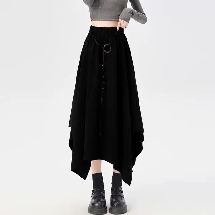 Jupe en daim irrégulière plissée femme a-ligne Chic