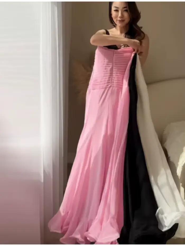 Jupe longue sirène élégante à pois froncée taille haute