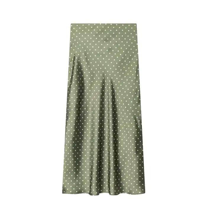 Jupes en satin à pois vintage blanches pour femmes