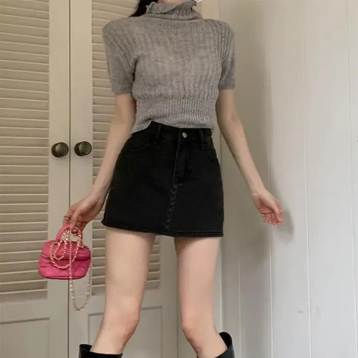 Jupe en Jean Taille Haute pour Femme