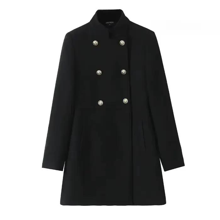 Manteau en laine automne mode noir manteau Long élégant et joli manteaux pour femmes américain rétro vêtements d'extérieur d'automne manteaux urbains