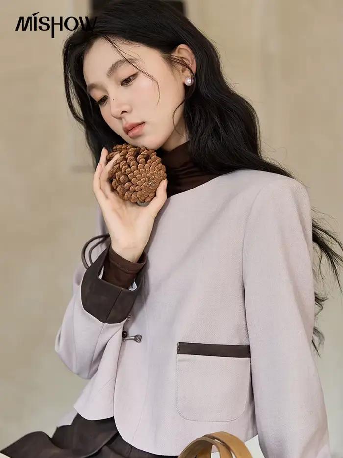 MISHOW Taro-Mini jupe asymétrique violette pour femme, vêtements d'extérieur vintage élégants, haut d'automne et d'hiver, MXD43W0417, 2024