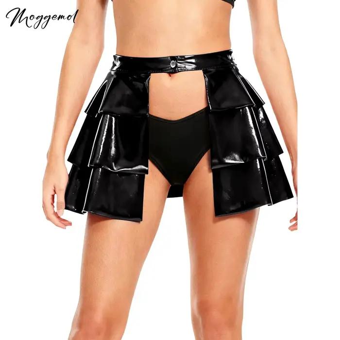 Jupe en cuir PU pour femmes
