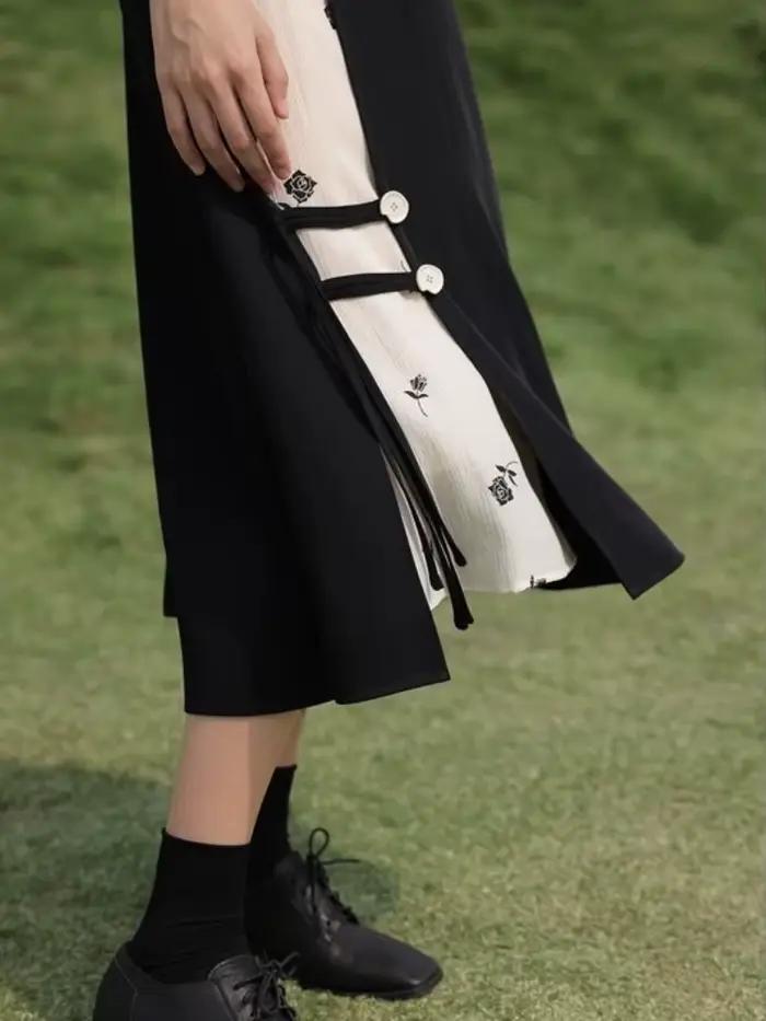 Jupes taille haute de style chinois pour femmes