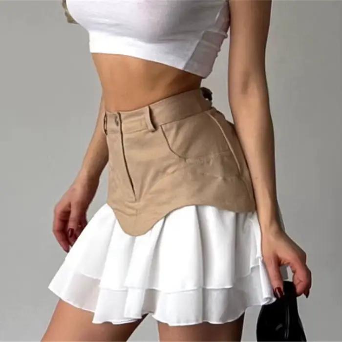 Jupe midi chic à volants pour femme, taille haute, plissée, coupe trapèze, nouvelle collection printemps-été 2026, mode féminine, style urbain