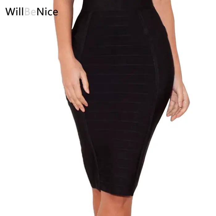 WillBeNice-Jupe crayon élastique pour femme