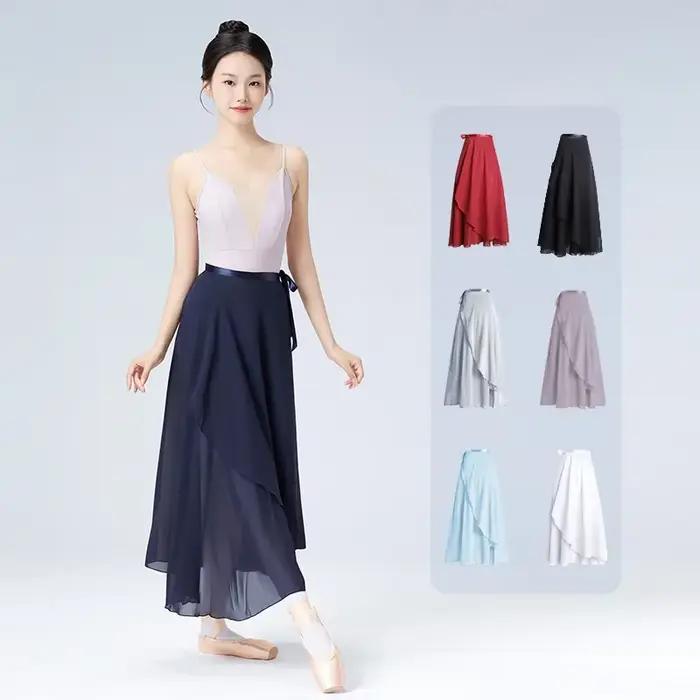 Jupe de Ballet pour adultes, jupe de danse portefeuille, jupe de Style Tutu en mousseline de soie pour classe de Ballet, jupe d'entraînement pour femmes