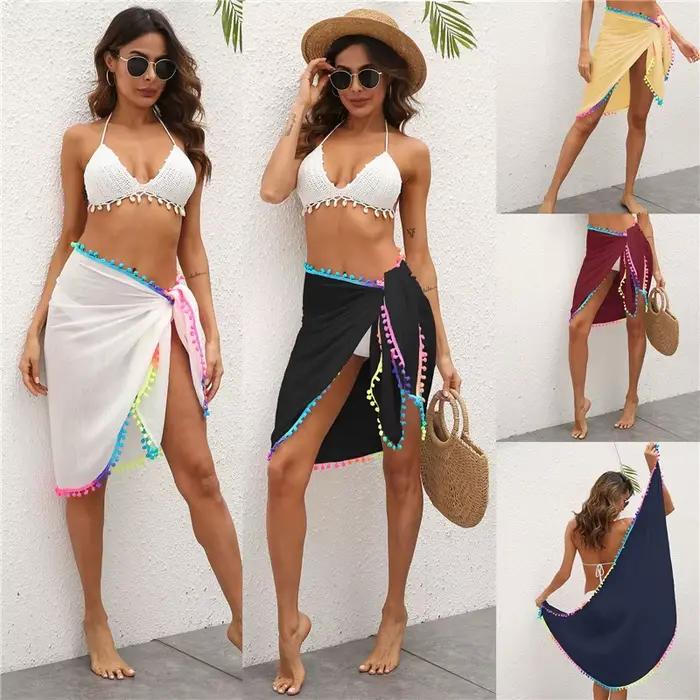 Jupe de plage Lamuusaa en polyester tricoté, design sexy et confortable pour femmes, idéale pour la plage et les soirées estivales