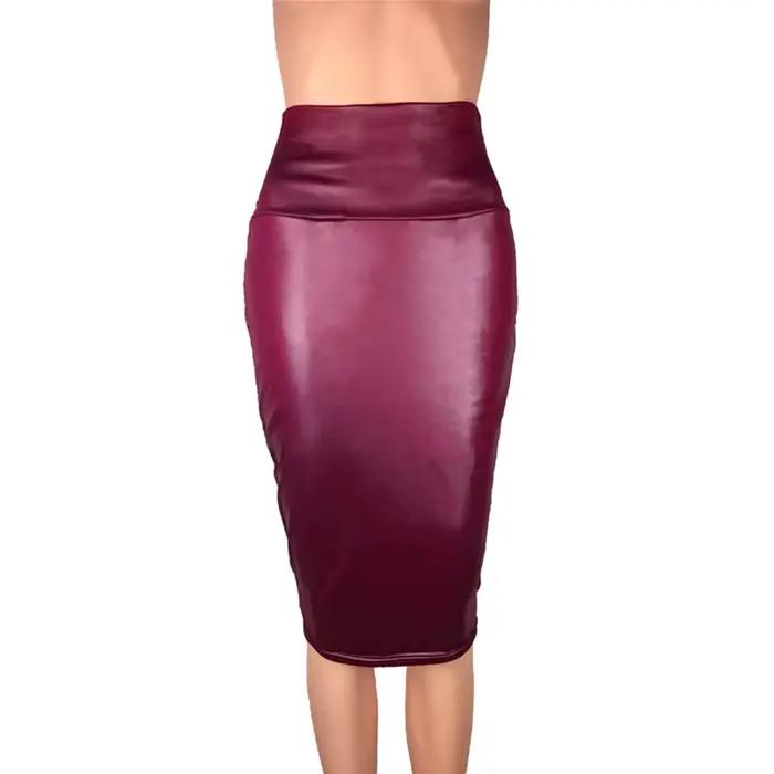 Jupe en cuir dos fendu femmes Sexy moulante