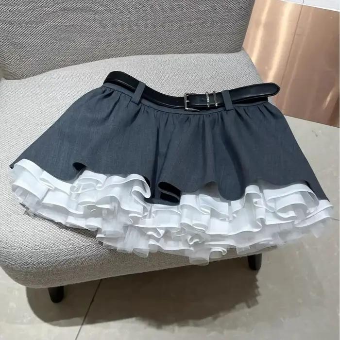 Jupe-culotte grise bouffante