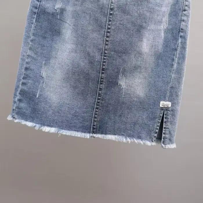 Jupe courte en jean potelée avec détails déchirés style coréen mignon pour femmes printemps été ocassions spéciales