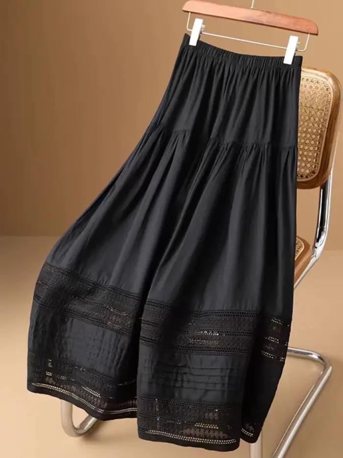 Jupe longue en coton taille haute pour femme