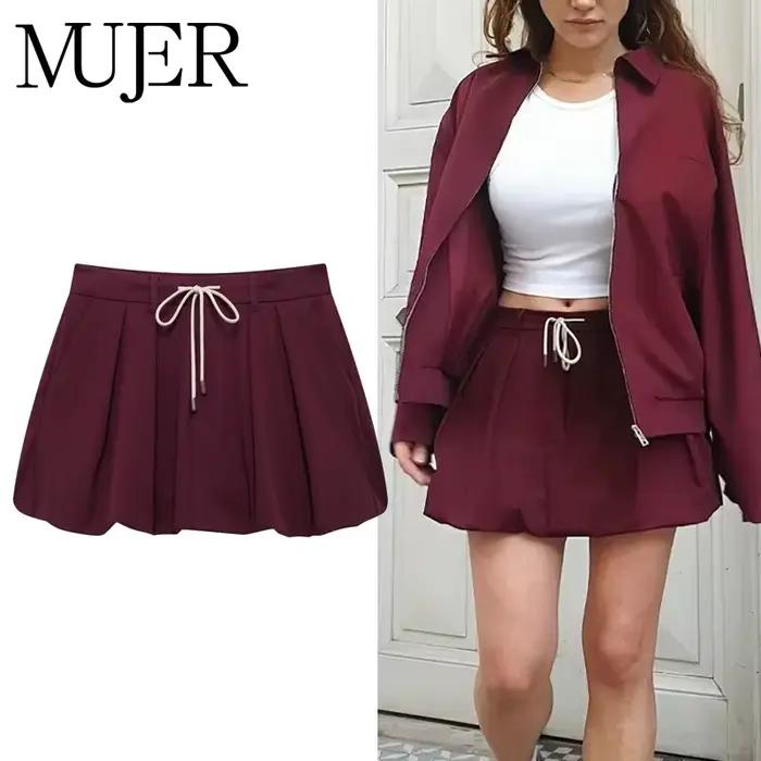 MUJER 2025 ballon Mini jupe femmes plissé taille moyenne jupes