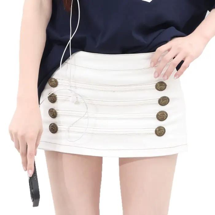 Mini-jupe en jean blanche élastique pour femme, nouvelle collection été, coupe ample amincissante, polyvalente, style frais et doux