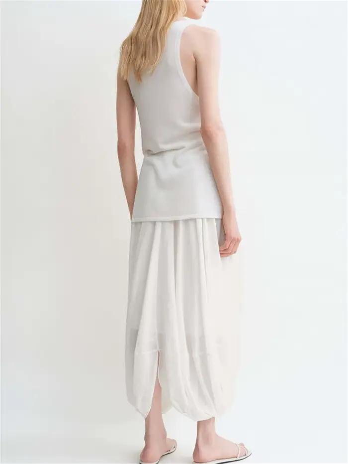 Jupe longue irrégulière pour femmes, motif torsadé, superposée, semi-transparente, blanche ou noire, légère, pour dames