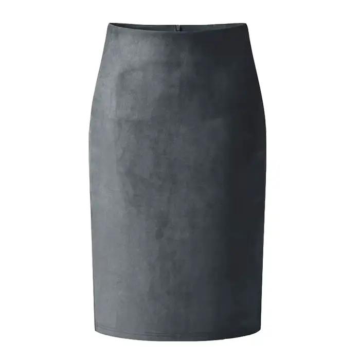 Jupe crayon en daim à taille haute pour femmes