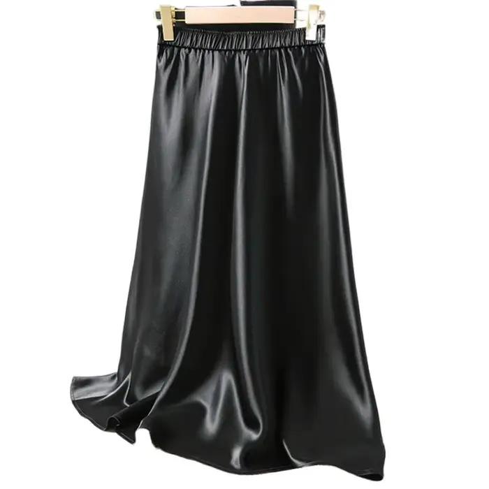 Jupes longues en satin uni pour femmes