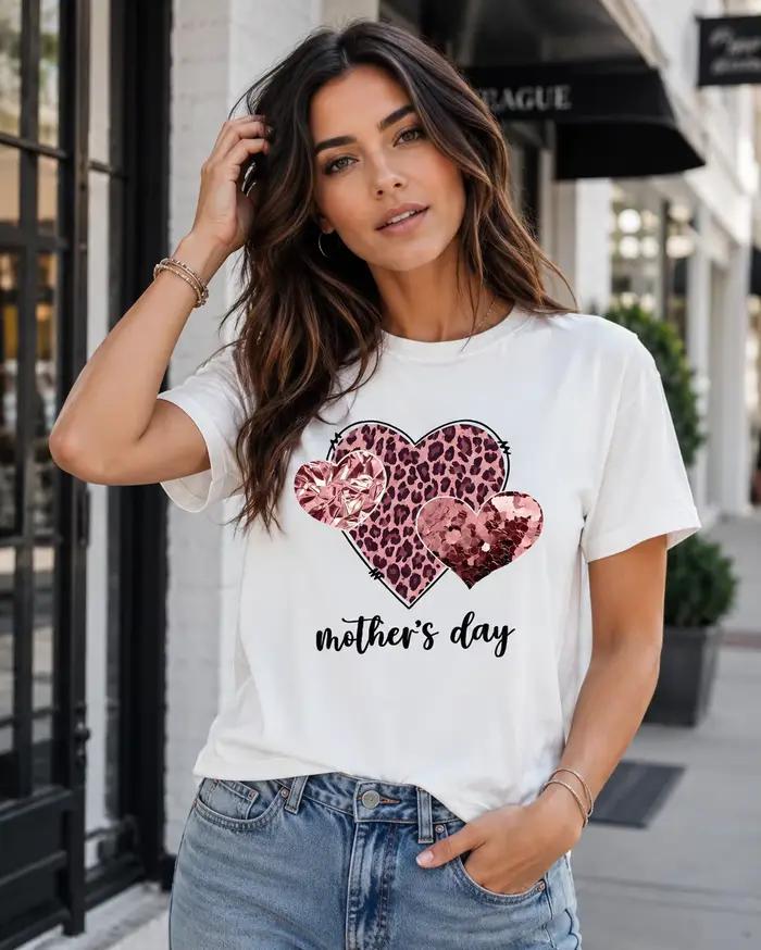 T-shirt imprimé léopard et cœur