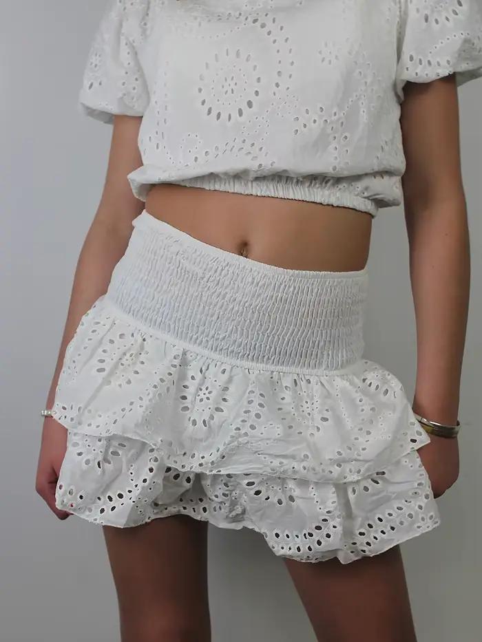 Mini jupe froncée pour femmes, ligne a, taille haute, jupe à volants superposés pour fête d'été, club, blanc, rose, multi, été 2024