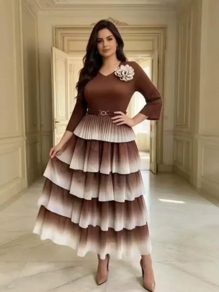 Jupe plissée Miyake effet deux pièces dégradé élégant pour femmes polyvalente printemps automne