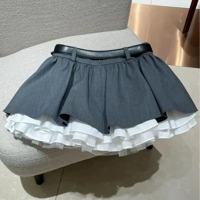 Jupe-culotte grise bouffante