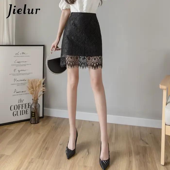 Jielur-Mini jupe en dentelle