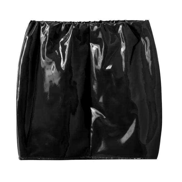 Jupes pour femmes, mini-jupe en cuir verni brillant