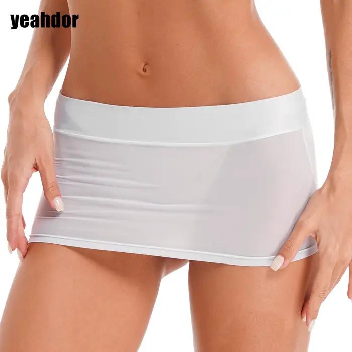 Mini-jupe crayon transparente sexy en nylon et élasthanne pour femmes, vêtements de plage, occasions spéciales et soirées festives