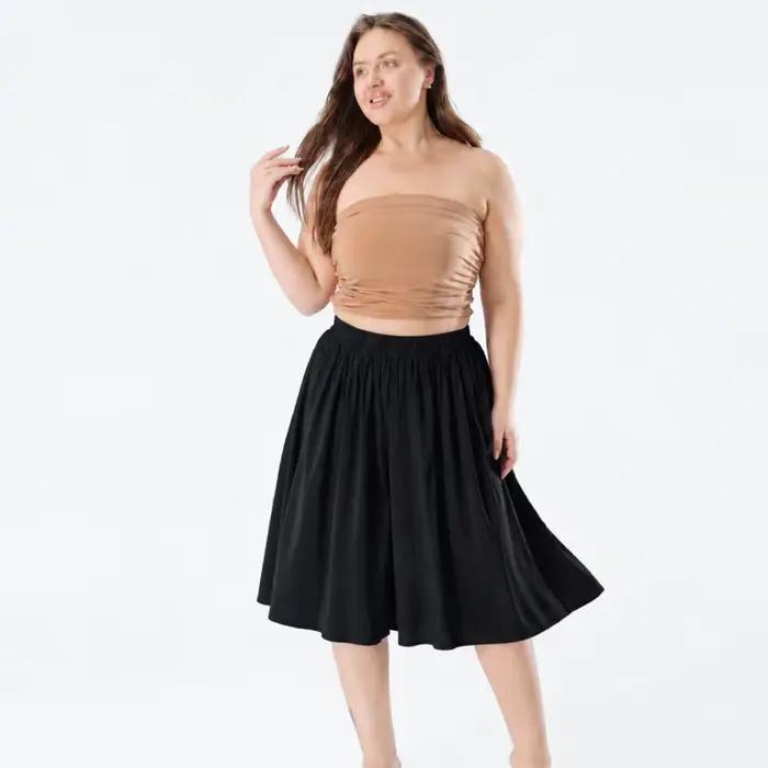 Shorts-jupe ample pour femme en coton polyester élasthanne style décontracté et plissé pour les journées estivales grandes tailles