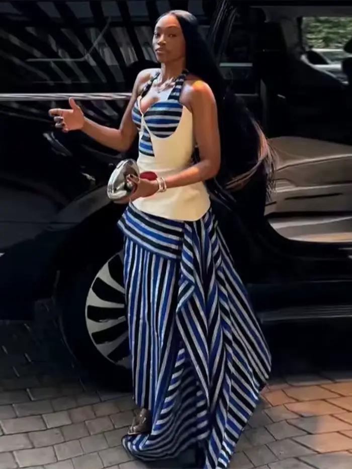 Jupe midi rayée structurée pour femme