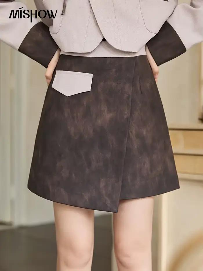 MISHOW Taro-Mini jupe asymétrique violette pour femme, vêtements d'extérieur vintage élégants, haut d'automne et d'hiver, MXD43W0417, 2024