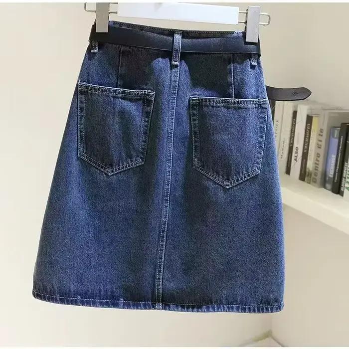 Mini jupe en Denim vieilli Vintage pour femmes, taille haute, amincissante, ligne a, moulante, polyvalente, Style Petite