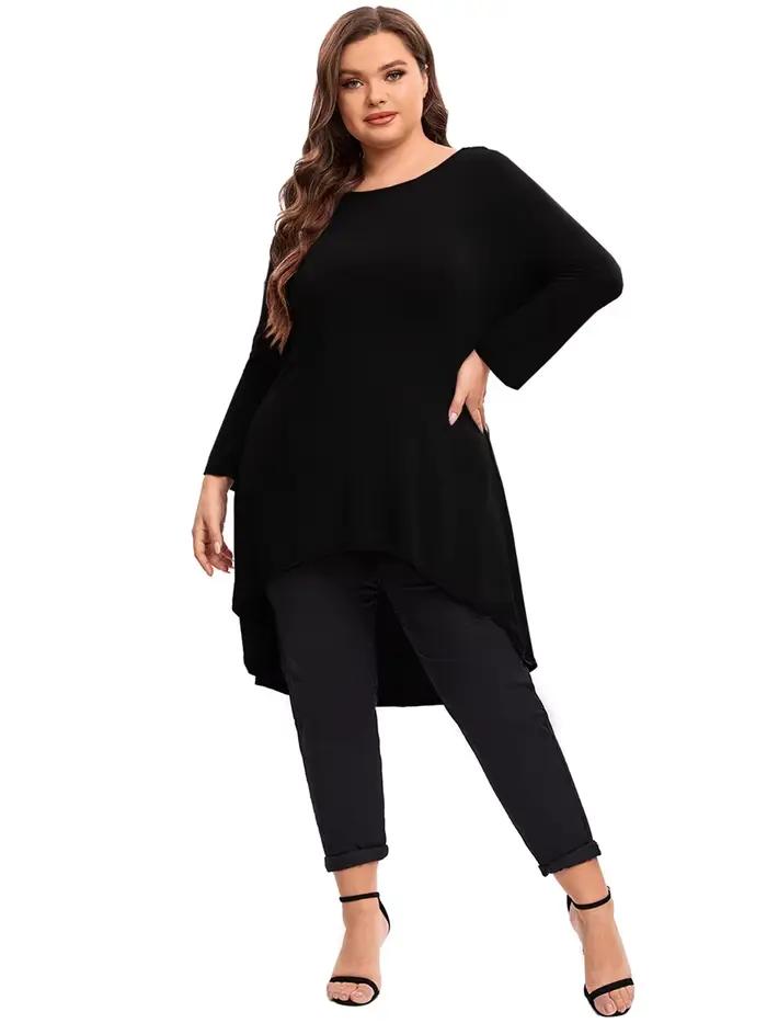 Tunique ample à manches longues pour femmes, grande taille, chemisier, Long, coupe basse, évasée, grande taille, 5XL, 6XL, 7XL, 8XL