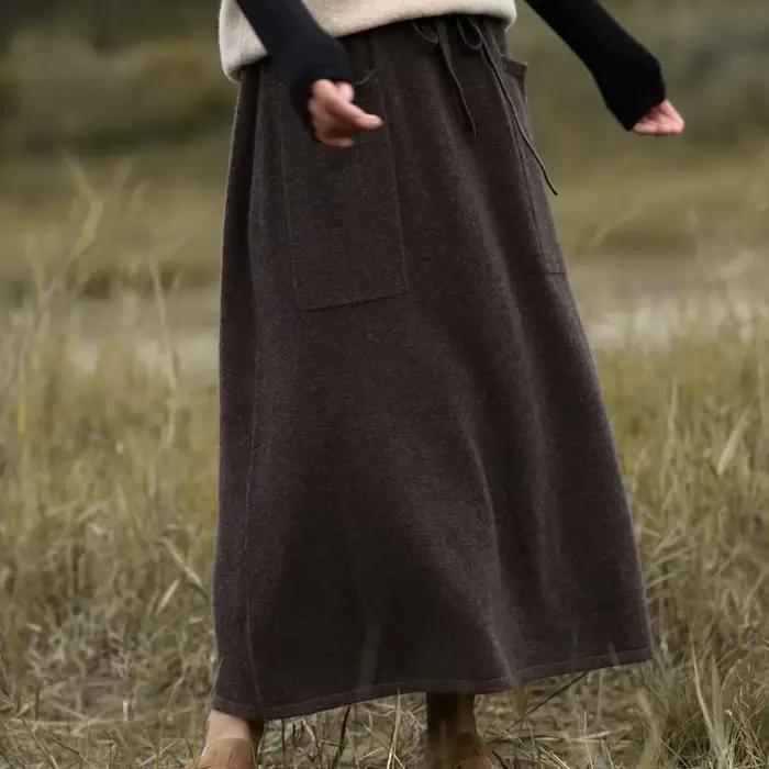 Jupe longue en laine pour femme