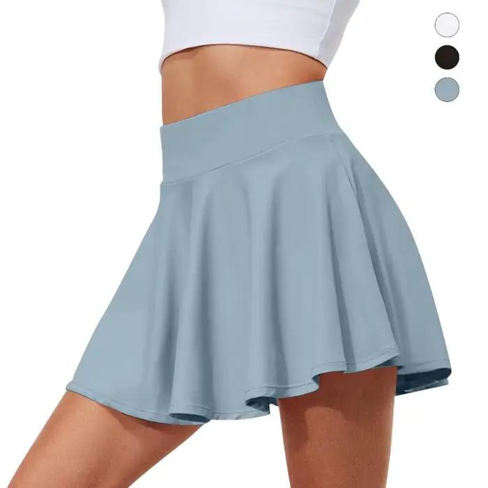 Jupes de tennis plissées avec short intégré, taille haute, effet ventre plat, style croisé avec poches, jupes-shorts de golf pour femme