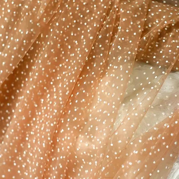 Tulle transparent en maille floquée