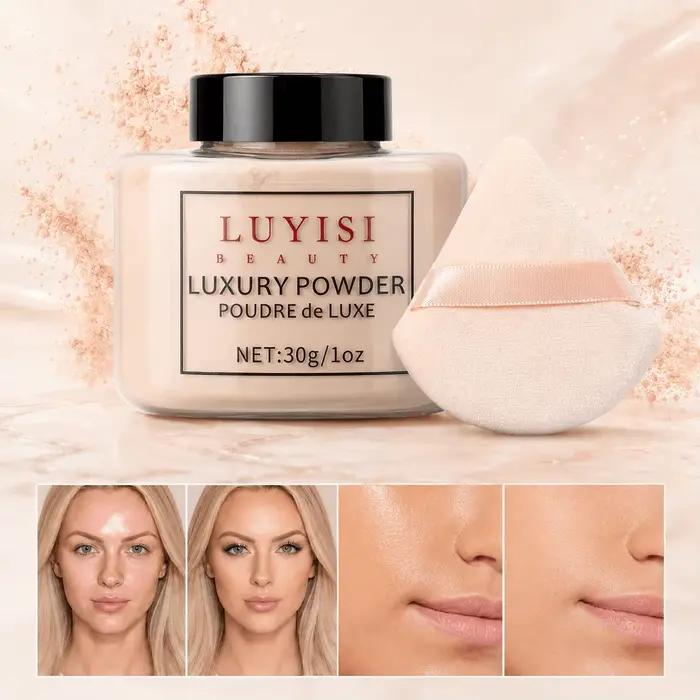 Poudre libre de luxe pour la beauté, poudre de finition et fixatrice pour une peau lisse et mate, poudre visage translucide et légère, longue tenue.