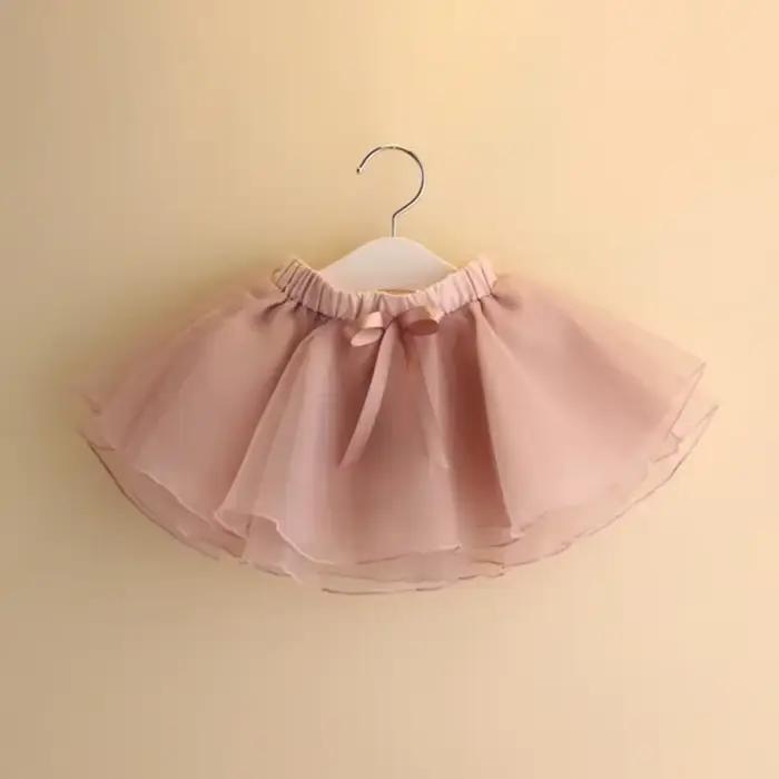 Jupe tutu courte en tulle rose pour filles, avec nœud, bouffante, princesse, pour ballet