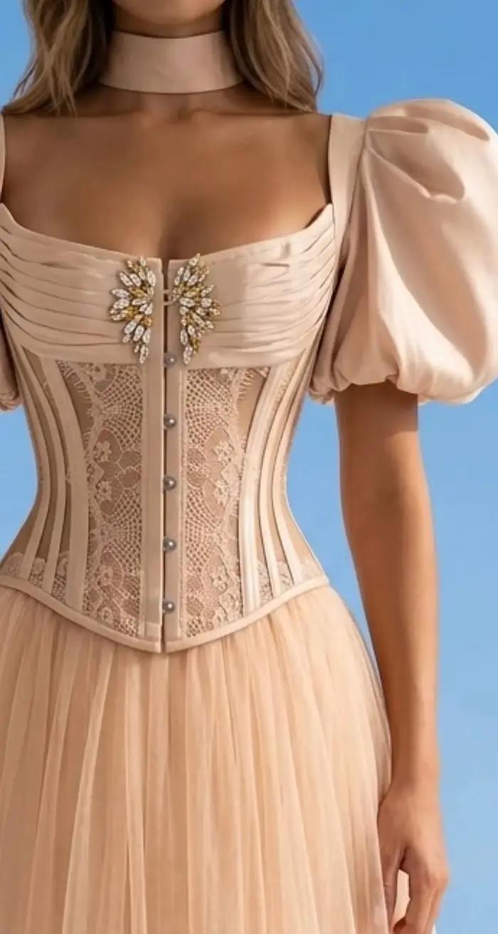 Robes de bal longues couleur champagne, transparentes et perlées, style Arabie Saoudite Dubaï, Robe de Soirée du Moyen-Orient, Robe de Soirée personnalisée