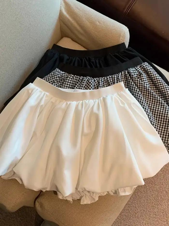 Demi-jupe bouffante blanche taille haute pour femmes