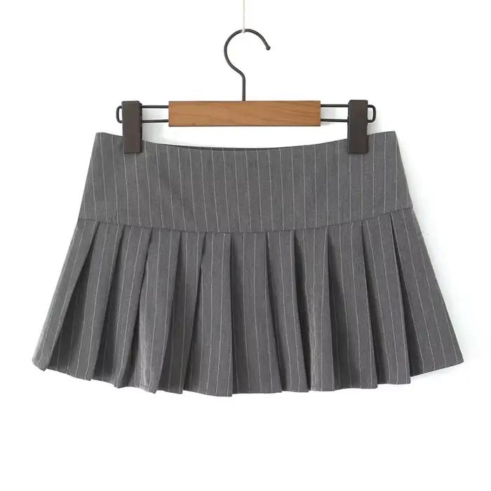 Mini Jupe Plissée à Rayures pour Femme