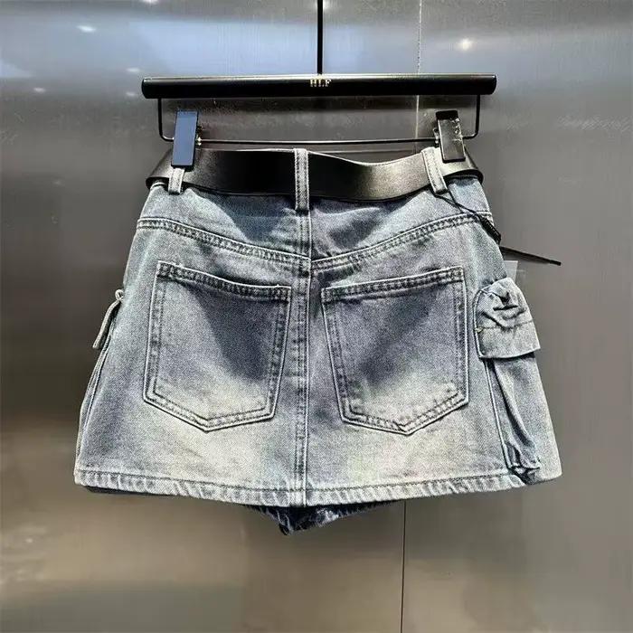 Jupe en jean cargo style américain vintage pour femme