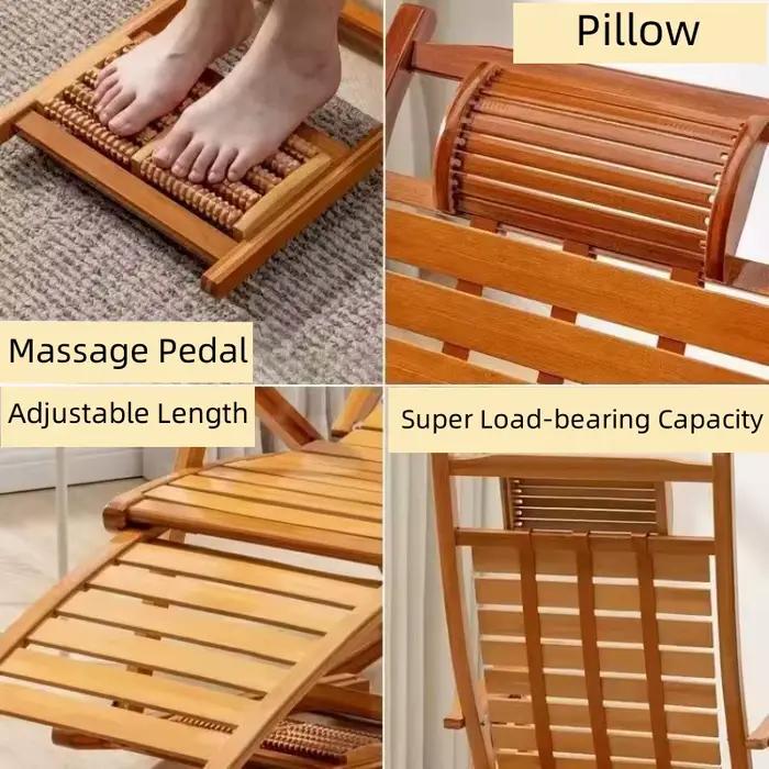 Chaise à bascule en bambou naturel avec pédale de Massage, Chaise longue pliable pour voyage, mobilier d'extérieur, salon, chambre à coucher