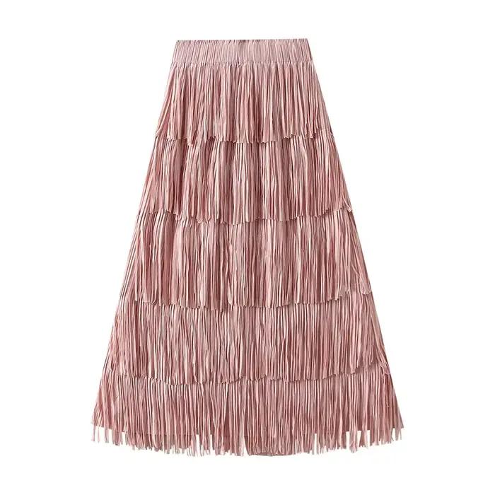 Jupe plissée de luxe multicolore pour femmes